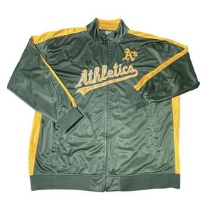 Oakland Athletics MLB Full Zip Team Jacket Embroidered Green & Yellow 4XT Men